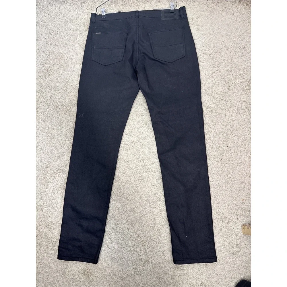 Serenade Mens 36x32 Black Waxed Fitted‎ Denim Jeans Stretch Streetwear Hip-Hop